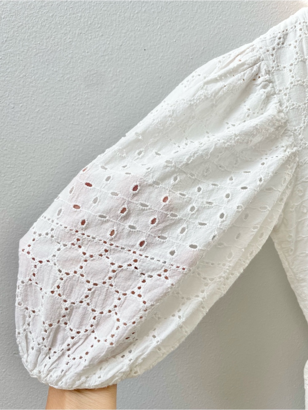 Mille Maja White Eyelet Tiered Maxi Dress with Puff Sleeves, Women's Small, $354 - Picture 9 of 12